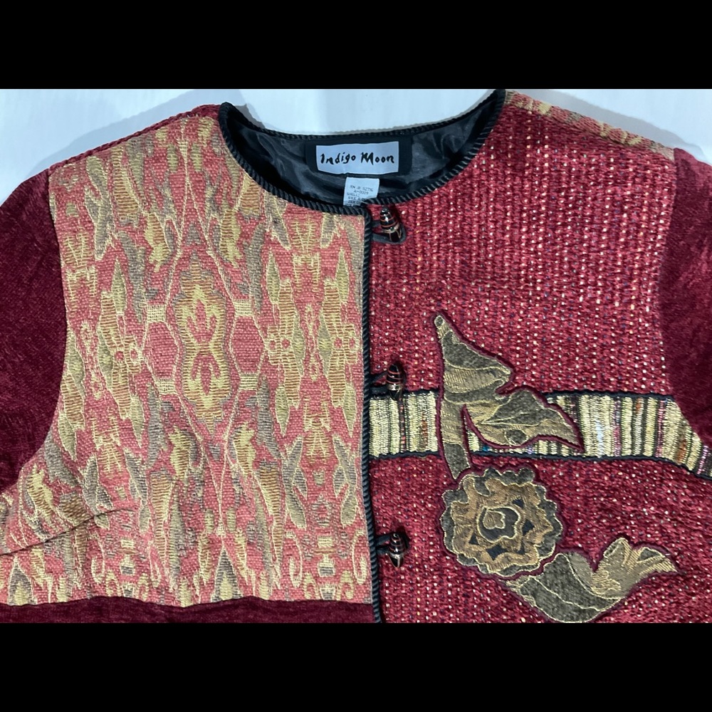 INDIGO MOON Woman’s Sz 1X Jacket NWOT tag; Lagenlook, Bode, Bohemian SALE❗️ - Picture 4 of 8